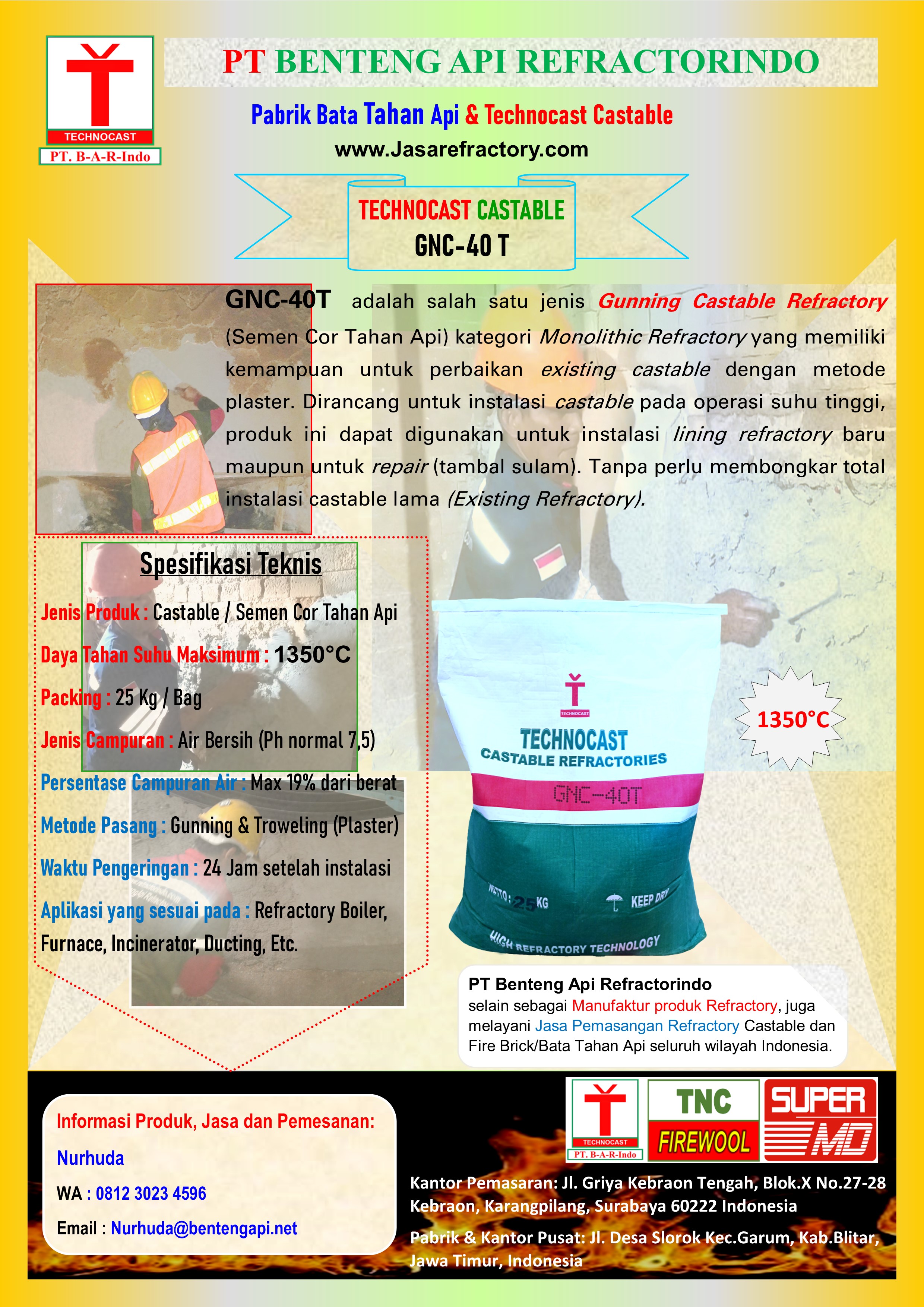 SPESIFIKASI PRODUK CASTABLE GNC-40T (PRODUCT SPECIFICATION)